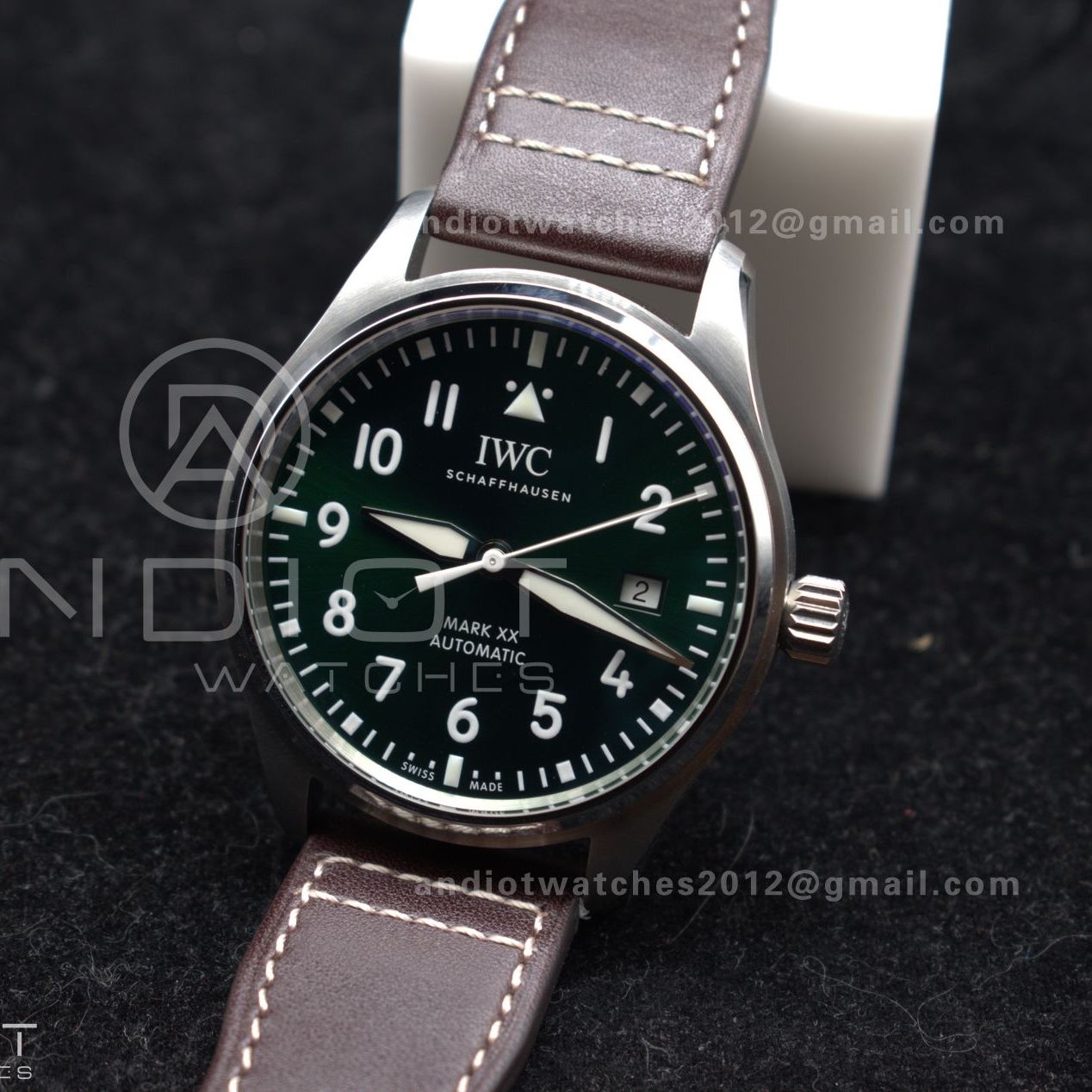 Pilot Mark XX IW328205 ZF 1:1 Best Edition Green Dial on Brown Leather Strap A32111